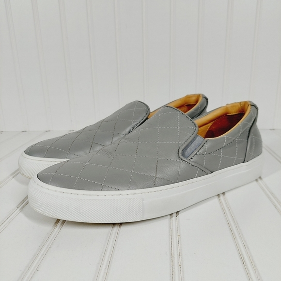 GREATS Brooklyn Womans Slip on Flat Sneaker Gray Leather Shoes H218 - Picture 2 of 12